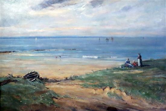 David West (1868-1936) A Day by the Sea 20 x 30in.